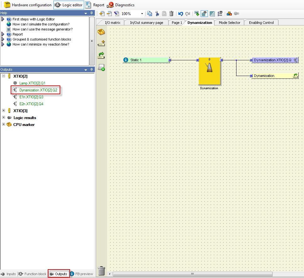 Klicka på ikonen från vänsterkanten och dra ut den i programmeringsfönstret. Den döps till Dynamisation. 5.