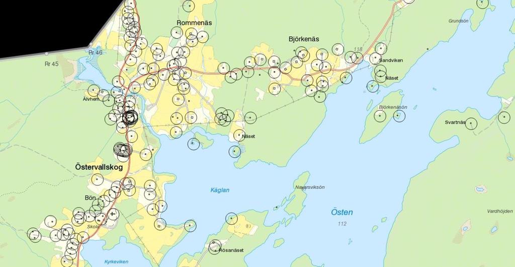 Översikt Rommenäs Delområdet Rommenäs ligger centralt i Östervallskog.