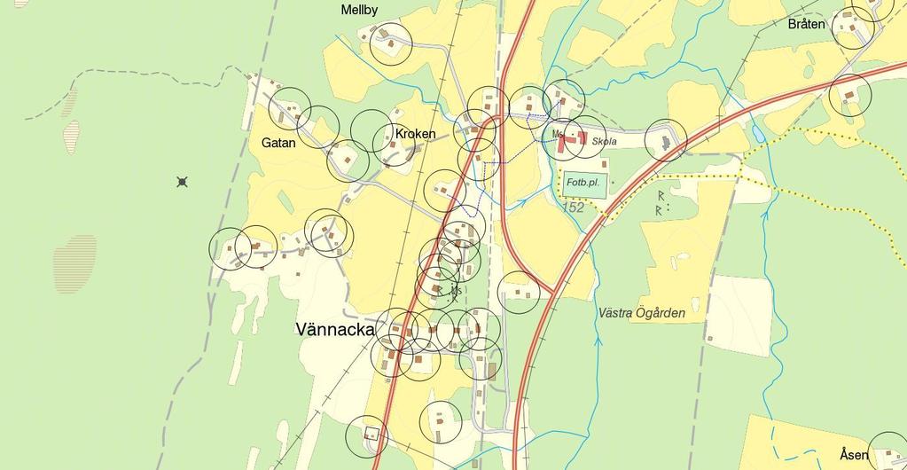Vännacka Området har ett 30-tal hus i relativt samlad bebyggelse