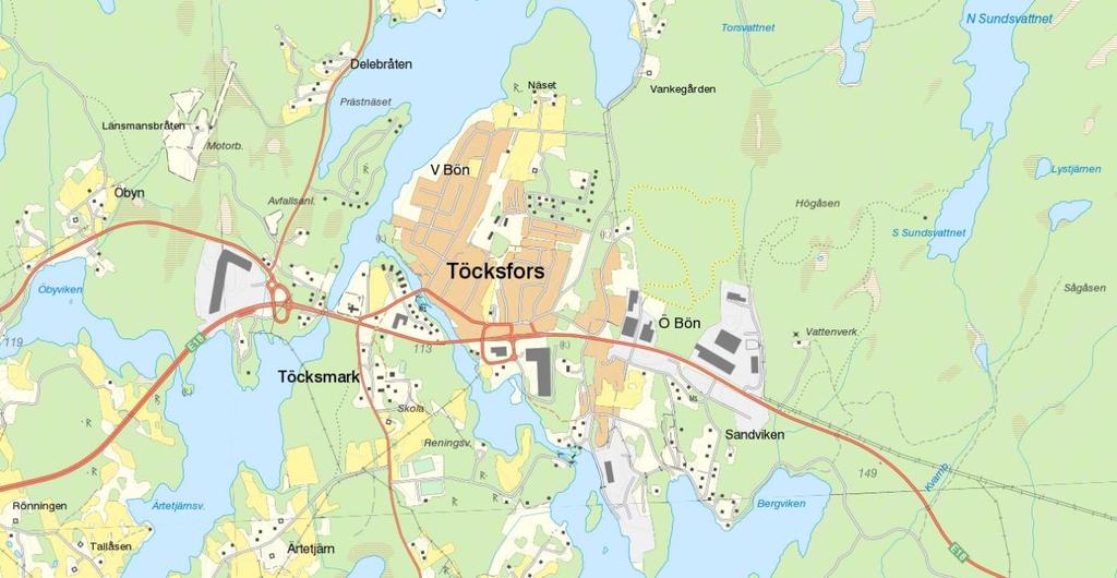 samlad bebyggelse som är i anslutning