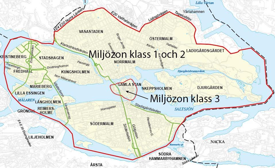 Utredningsuppdrag 109 (166) Figur 37. Områden i fallstudie för Miljözon klass 1, Miljözon klass 2 och Miljözon klass 3. 9.