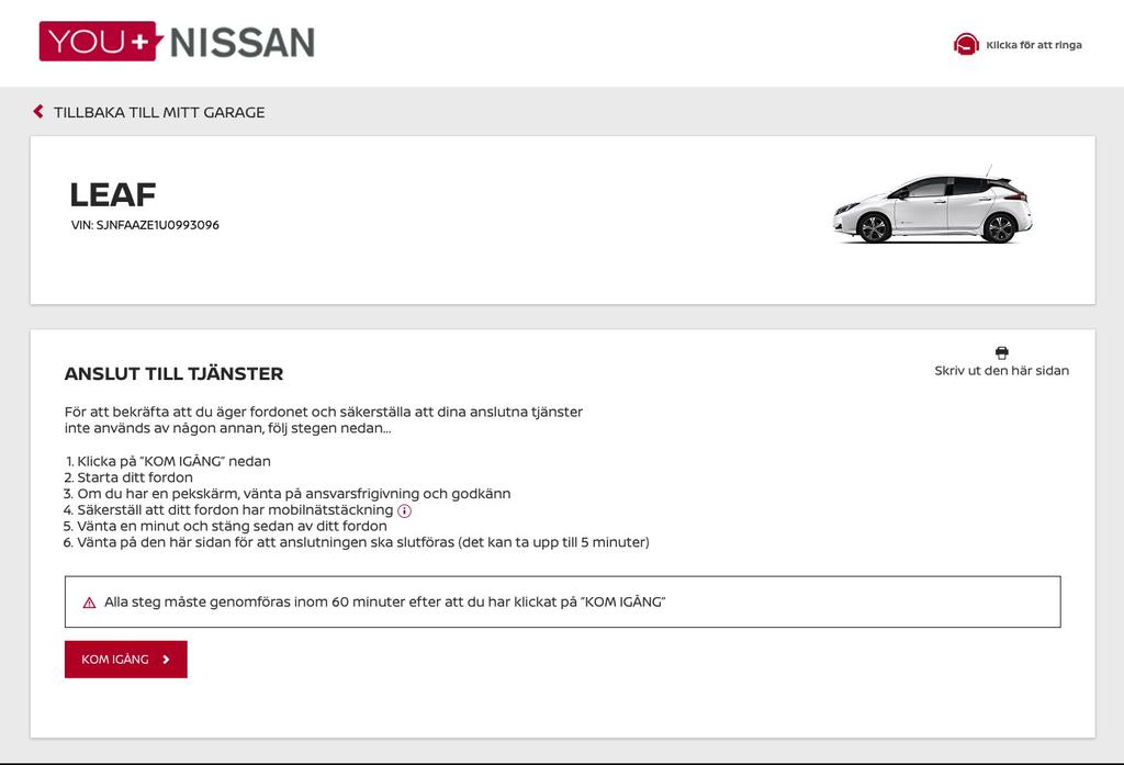 För att bekräfta att du äger denna bil och att dina anslutna tjänster inte används av någon annan, kommer du att behöva göra en ägarskapskontroll.