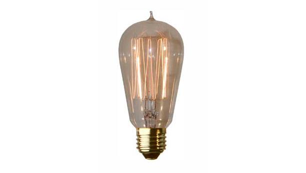 Glödlampa Edison 27-40W Klar glödlampa med form och tråddragning av den typ som förkom under perioden 1890-1930. Extra lång medellivslängd på 2000 h.