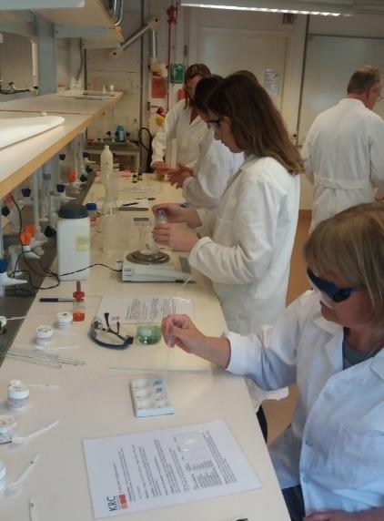 KURSDAGAR PÅ KRC DEMONSTRATIONER O LABORATIVA PROV I KEMI 15-16 juni höll KRC en kurs med fokus på lärare i högstadiet och kemi 1 på gymnasiet.