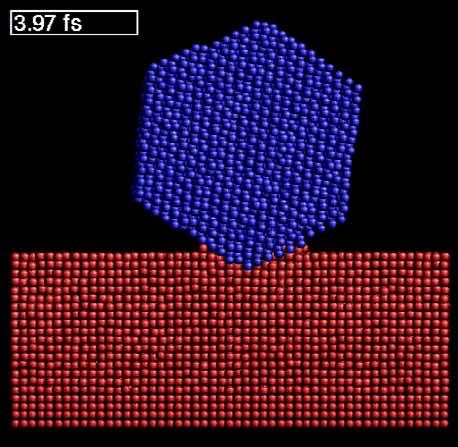 Forskningsexempel: Co-nanoklustrar på Cu-yta Med datorsimuleringar bestämde vi sedan också de kinetiska mekanismerna med vilken klustern går in,