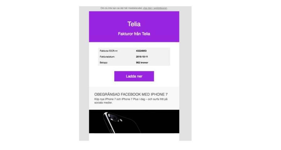 Sms från bedragare som lånat Telias varumärke för att få mottagarna att klicka på