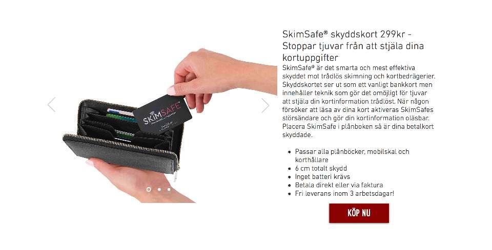 Ett SkimSafe-kort ska hålla i fem år.