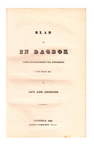 Samtida blindpressat lila pappband, nött rygg, blekt och med små fuktränder. Samtida ägarnamnteckning av Södermark och med Bengt O. Myrgårds exlibris.