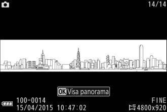 Visa panoramabilder Panoramabilder kan visas genom att trycka på J när en panoramabild visas i helskärmsläge (0 28).