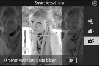 Varje gång slutaren utlöses väljer kameran automatiskt den bästa bilden och 4 bilder som kandidater för bästa bild baserat på komposition och rörelse.