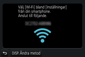 Wi-Fi Använda kameran genom att ansluta den till en smarttelefon Ansluta till en smarttelefon Ansluta utan att använda lösenord Det är mycket enkelt att upprätta en Wi-Fi-anslutning på den här