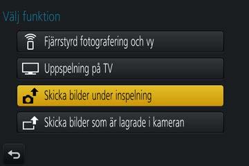 Wi-Fi Skicka bilder När du skickar bilder väljer du först [Ny anslutning] och sedan vilken metod du vill använda för att skicka bilderna.