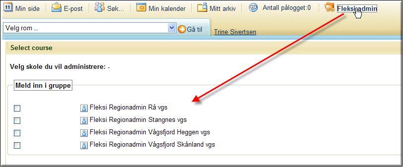 Se till att regionsadministratörerna får den egendefinierade knappen (se Exempel 1) i sitt personliga verktygspaket: Här är knappen kallad Flexiadmin och som