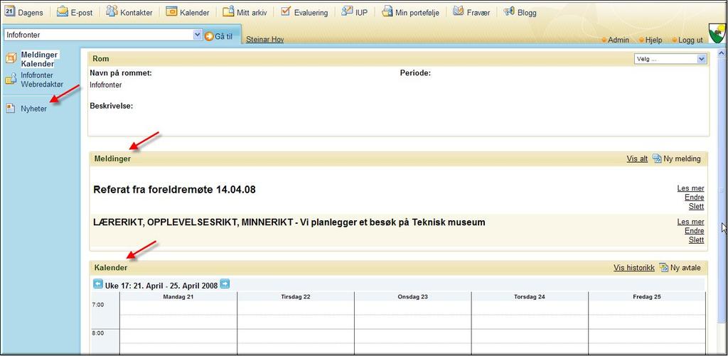 Infofronter Med Infofronter kan man publicera information från Fronter ut på en öppen webbplats, t.ex. skolans hemsida.