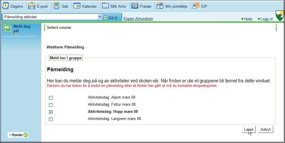 Exempel 2 Anmälning till kurs, exkursion eller liknande I detta exempel visas hur en anmälning till grupper kan ske i ett rum. Här är en skola som har ett rum för detta ändamål.