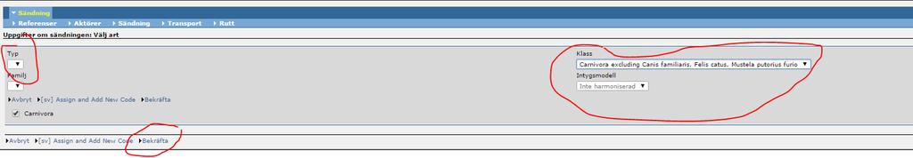 Har du inte koden klickar du i listan. +-tecknet anger att du kan gå vidare ner i hierarkin.
