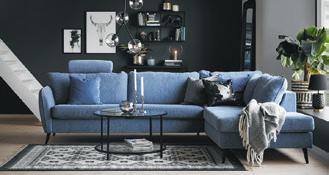SOFFA 7.495 (8.495 ) 1.000 RABATT** BUTIKERNA ÄR LADDADE MED ÖVER 900 HÖSTNYHETER 2,5-sits soffa med divan County i tyg Alex light blue med svartbetsade ben, B 287, D 95/221, H 85 cm 7.
