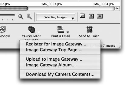 Använd CANON image GATEWAY med den medföljande programvaran Du kan använda den medföljande programvaran till att överföra bilder till