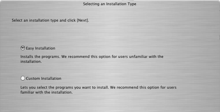 Använda programvaran i MacOS Förberedelser 44 5 Välj [Easy Installation/Enkel installation] och klicka på