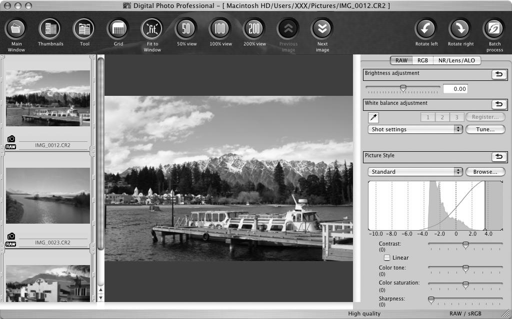 Använda programvaran i MacOS Avancerade tekniker 66 4 Justera bildens ljusstyrka och vitbalans på verktygspaletten.