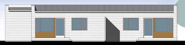 LINUM, ÖTENEHUS FASADER, PARHUS Fasad entrésida Tak: Papp Plåt Fasad: Träpanel Fasad baksida Tak: Papp Plåt Fönster/Fönsterdörrar: Aluminiumbeklädda fönsterpartier Sockel: Betong PARHUS Fasad: