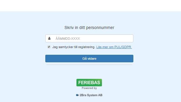 Det första du behöver göra är att fylla i ditt personnummer. Efter det måste du läsa information som finns i länken Läs mer om PUL/GDPR.