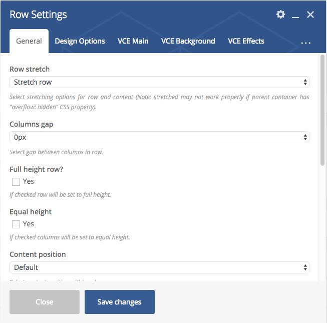 6.3 Row Settings kommer upp. Här ska du välja fliken VCE Background.