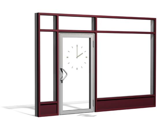 Inspiration Exponera eller insynsskydda Butiksentré Enkeldörr i fasta partier ger stabilitet. Lämplig lösning för butiker med exponering av varor.