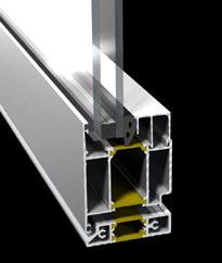 2050 för interiöra lösningar 2074 för krav på isolering Dörrsystemet är uppbyggt på oisolerade aluminiumprofiler med profildjup på 50 mm. Finns med integrerat eller utbytbart anslag.