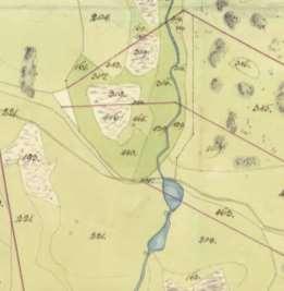 När man jämför kartan från 1822 med kartan från ca 1940 syns kvarnen som