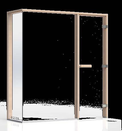 Glaspartier Glasfronter & hörn 556 mm 1 840 mm BASTU Glaspartier Genom att öppna upp med ett glasparti ökar du rymden, ljusinsläppet och känslan av välbefinnande i ditt basturum.