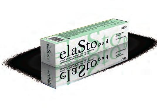 VOLYM: 50 ml och 150 ml Elastopad Mjukgörande och skyddande hudkräm till djur med tjock, torr eller sprucken hud.