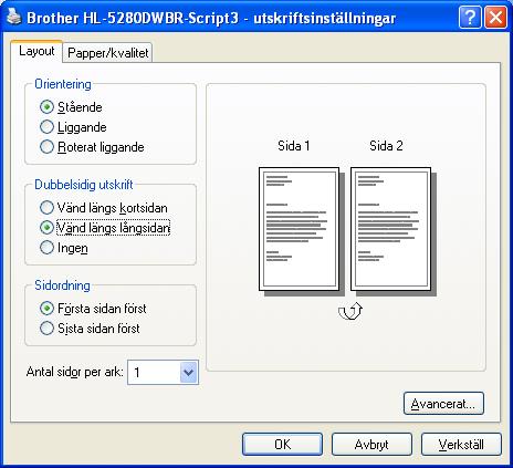 För BR-Script-skrivardrivrutin 1 Öppna dialogrutan Egenskaper i skrivardrivrutinen.