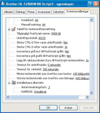 3. Drivrutin och programvara Funktioner i BR-Script-skrivardrivrutinen (PostScript 3 -emulering) (för Windows ) Se Hjälp-texten i skrivardrivrutinen för ytterligare information.