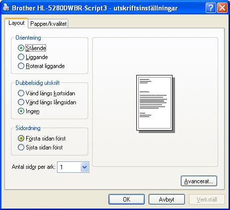 3. Drivrutin och programvara Utskriftsinställningar Obs Om du använder Windows NT 4.