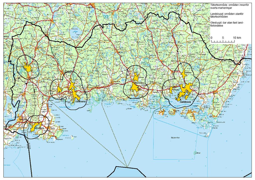 Karta över tätortsområden och landsbygd i Blekinge län. http://www.lansstyrelsen.se/nr/rdonlyres/5014a843-468c-454- A0F5-2AB27160B8B6/0/Tatortsavgransning_nr_300445207.