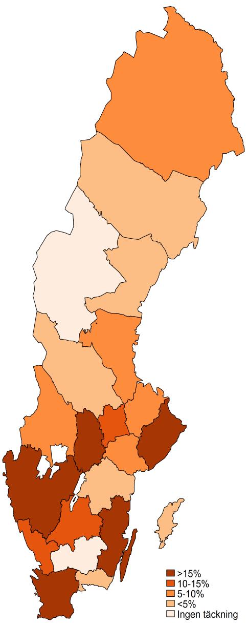 ANDEL AV SVERIGES BARN (3-20 ÅR) REGISTRERADE FÖR FETMABEHANDLING I BORIS.