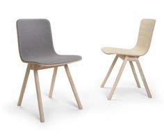 KALI, STOL B 440 D 500/380 H 790 S 450 JASPER MORRISON Sits i formpressad fanér, ben i vitpigmenterad massiv ask.