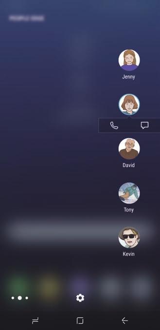 Program och funktioner Redigera People edge-panelen Ta bort en kontakt genom att hålla en kontaktikon nedtryckt och sedan dra den till Ta bort längst upp på