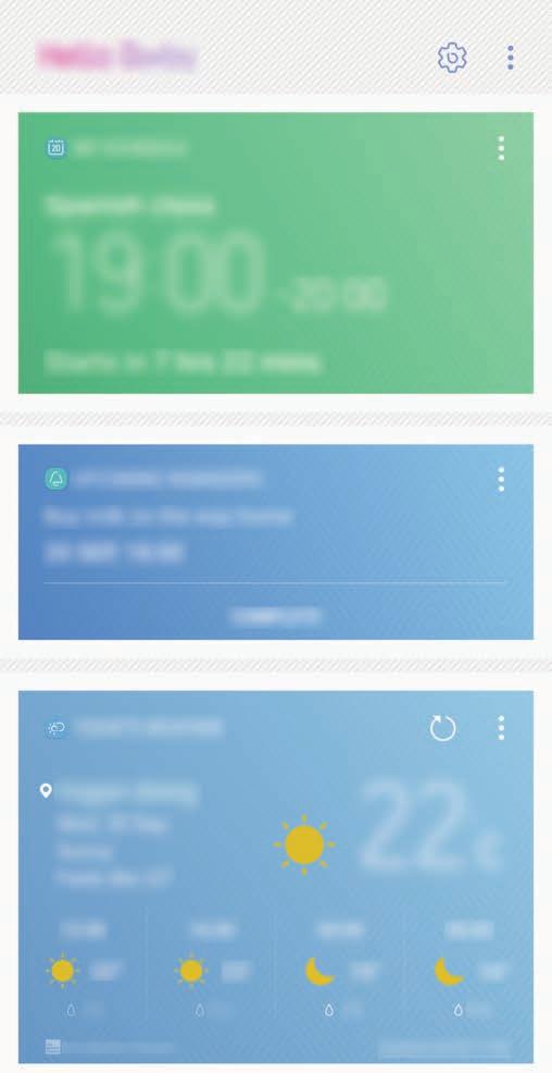 Program och funktioner Tryck på Bixby-knappen för att öppna Bixby Home. Tryck på knappen igen för att stänga Bixby Home.
