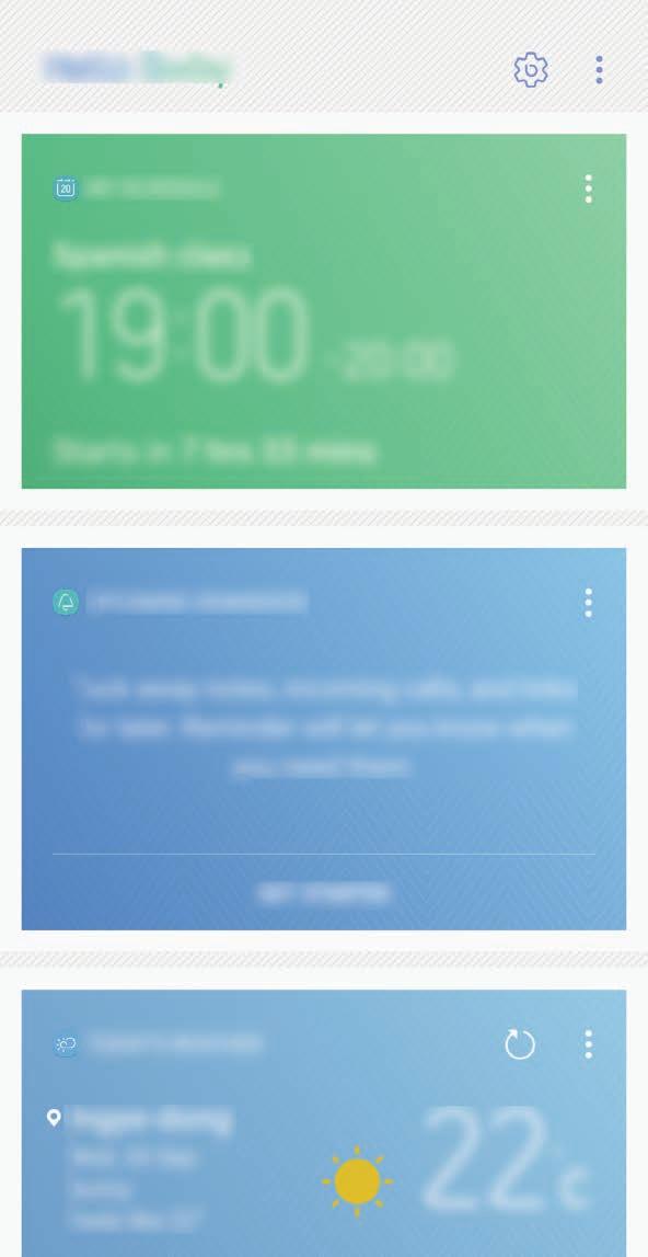 Program och funktioner 2 Tryck lätt på KOM IGÅNG på kortet KOMMANDE PÅMINNELSER. Startsidan för Reminder visas.