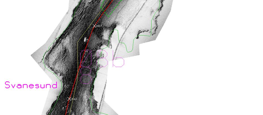 Side-scan sonarbild över bottenytan mellan