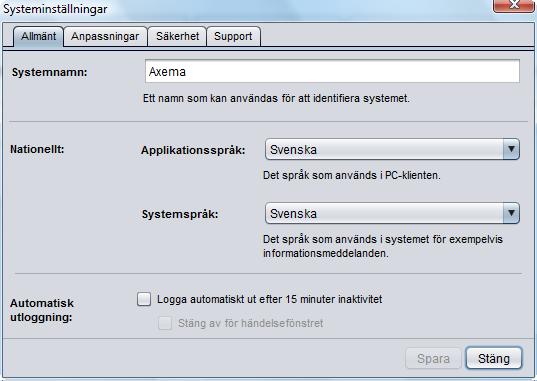System Under Systeminställningar visas information om systemet.