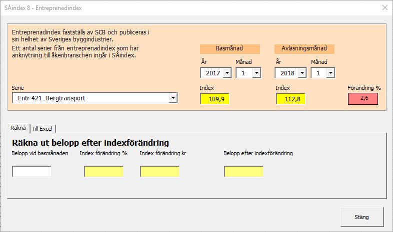 14 8. Entreprenadindex SCB fastställer på uppdrag av intressenter inom byggbranschen indextal i en grupp med den övergripande beteckningen Entreprenadindex.