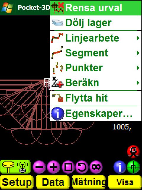 3.7.1 Menyfunktion i grafiken Genom att markera ett objekt och sedan hålla nere pennan ett par sekunder i