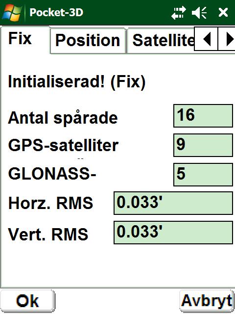 Samtidigt kopplar Pocket 3D upp mot angiven NVRTK-tjänst