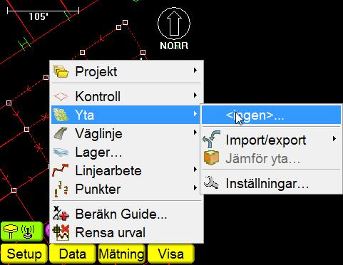 3.11.4 Utsättning Yta Utsättning Yta Välj aktiv yta under Data