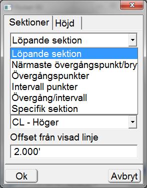 Utsättning Väglinje Välj önskad typ av