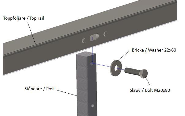 Bolt M16x105 Toppföljare / Top rail Toppföljare