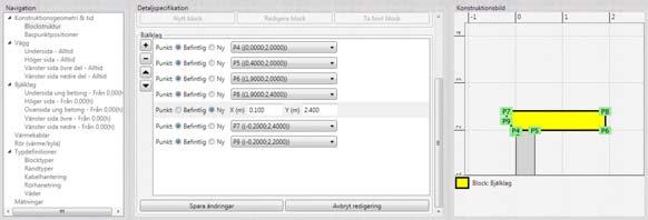 nedre högra hörn skall vara PPB ver. 1.2 9 Det fria arbetsläget 29 Fixa till den saknade punkten Redigera blockstruktur för bjälklaget igen Skapa en ny punkt Ge den nya koordinater (0.